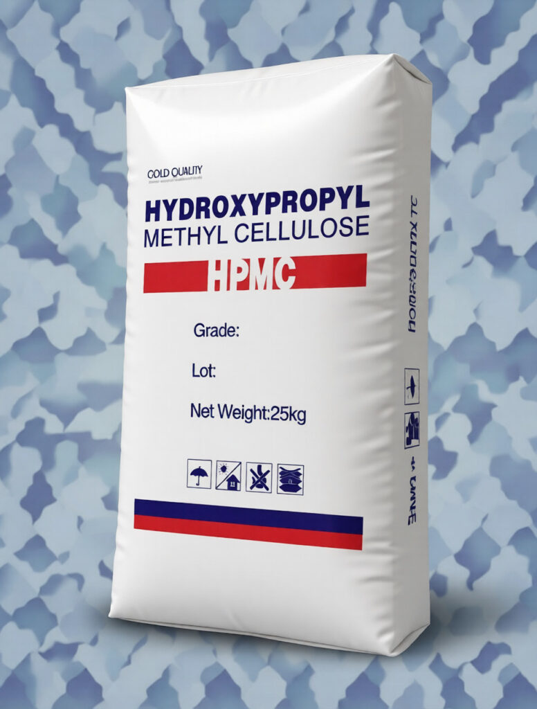 Hydroxypropyl Methylcellulose product bag with red and blue packaging
